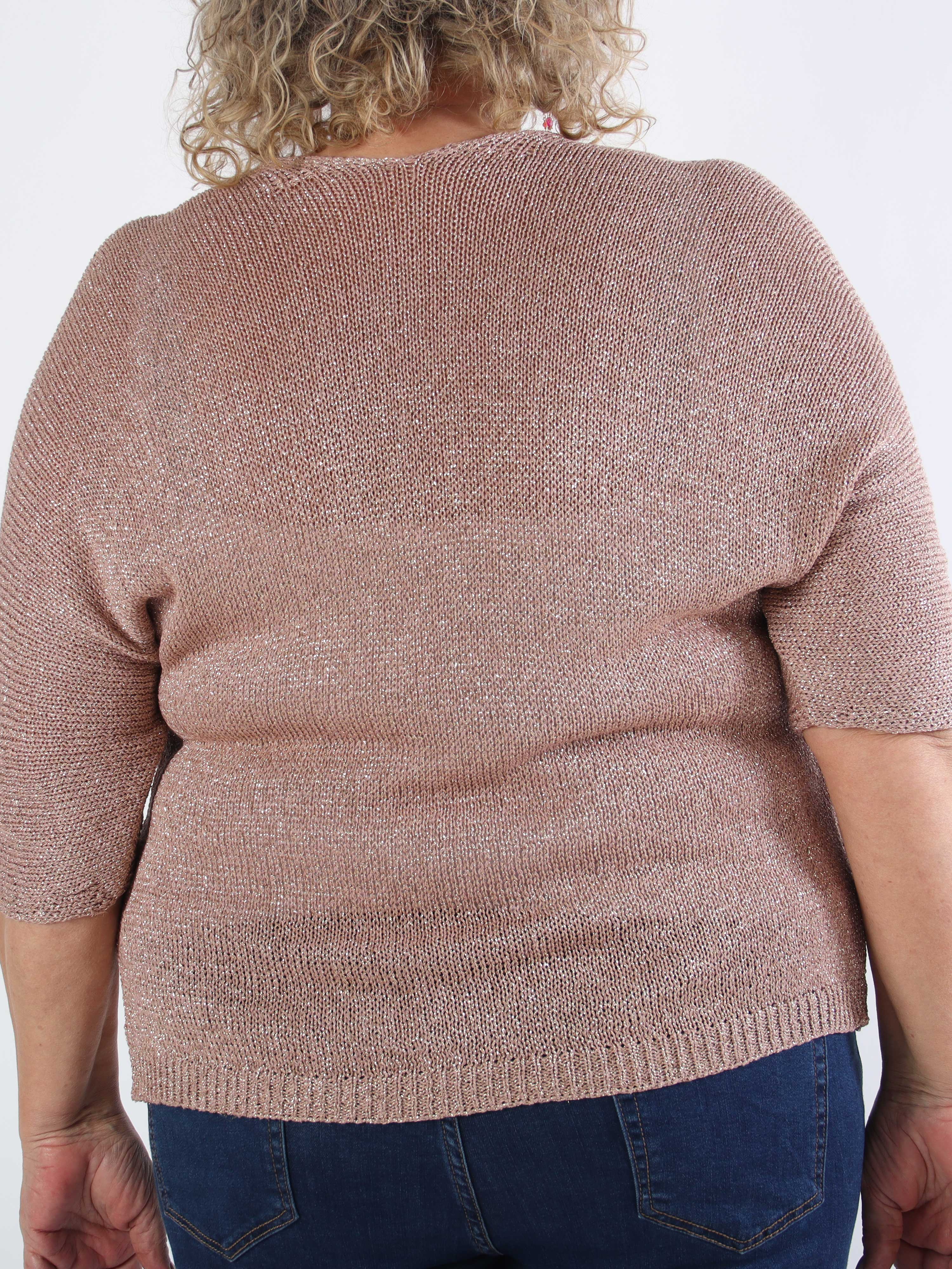 Mariela - Söt plus size-kofta i viskos med glittertrådar